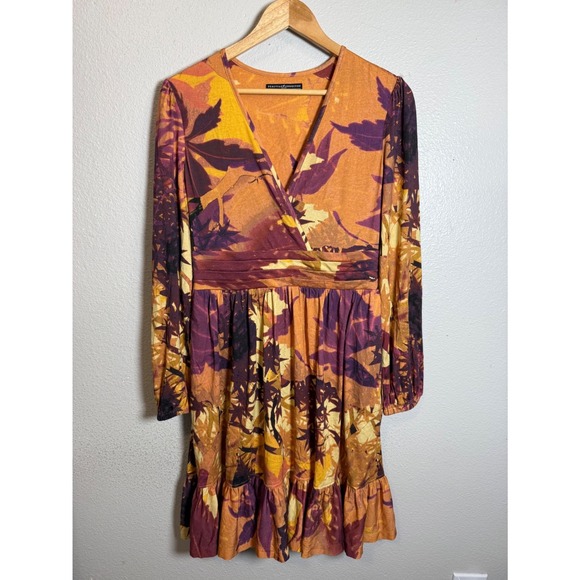 Peruvian Connection Falling Leaves Dress Knee Length Long Sleeve Size S Bohemian - Picture 6 of 7